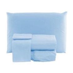 Jogo de Lençol Cama Casal Padrão Box 3 Peças Liso com Elástico - Promo