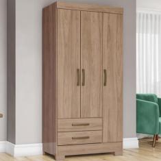 Guarda-Roupa Solteiro 3 Portas 2 Gavetas Jequitibá Brilho Be16 - Briz,