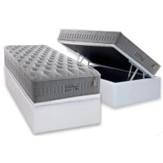 Cama Box Baú Solteiro: Colchão Molas Ensacadas Anjos MasterPocket Soft Dream + Base CRC Courano White(88x188)