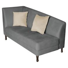 Recamier Heitor 185cm Com Almofada Lado Direito Sintético Cor Cinza-bege