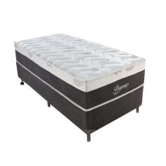 Cama Box Solteiro Pegasus com Colchão Solteiro Molas Ensacadas Cinza e