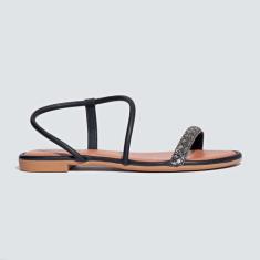 Sandália Feminina Rasteira Mississipi Mi351-, 36, Pewter, Preto