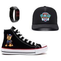 Kit De Tênis Relógio + Boné Novidade Chaise Patrulha Canina Top - Vini