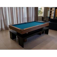Mesa de Sinuca e Jantar com 4 Bancos - 2,52x1,40 - Nelson Bilhares, Az