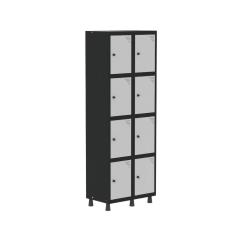 Armário Locker Guarda-roupa 8 Portas Aço Grp 502/8 Preto/Cinza