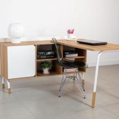 Mesa Escrivaninha 136cm Balcão 1 Gaveta 1 Porta 136cm Home Office Flex