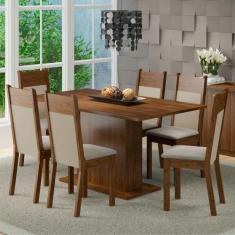 Kit Louisiana Rustic Mesa Tampo de Madeira 6 Cadeiras Madesa