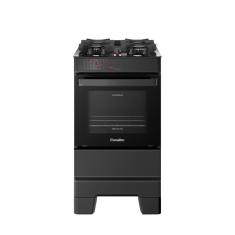 Fogão Esmaltec 4 Bocas Ideal Top Glass Mesa De Vidro Forno 50 Litros Preto T4VAP Bivolt