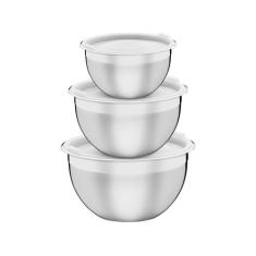 Jogo de Potes Tramontina Cucina em Aço Inox com Tampa Plástica 3 Peças