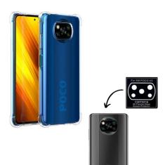 Kit Capa Case Antichoque Compatível Xiaomi Poco X3 + Película Câmera Traseira Nano Gel
