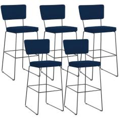 Kit 05 Banquetas Para Cozinha Sala De Jantar Base Em Aço Allana L02 Su