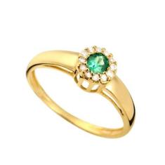 Anel Esmeralda Formatura Feminino Ouro 18k e Diamante Natural FJM1630 