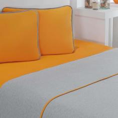 Jogo De Cama Malha Lençol 100% Algodão Urbano 4 Peças Queen - Laranja/Mescla