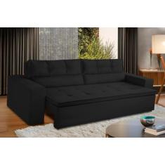 Sofá Retrátil e Reclinável 3 lugares com Molas 2,00m Vegas Suede Preto Adonai Estofados