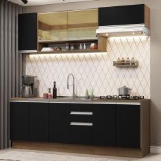 Cozinha Completa 240003 Com Armário E Balcão Rustic/Preto