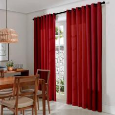 Cortina Para Sala/Quarto Oxford 400x250 com ilhóses - ADMIRARE, Vermel