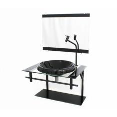 Gabinete com cuba para banheiro de vidro ap 60cm com cuba chapeu - pre