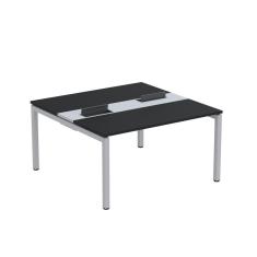 Mesa Plataforma Dupla com Pé de Aço para Coworking 140X140/2P PDC14/14/2P Preto/Cinza