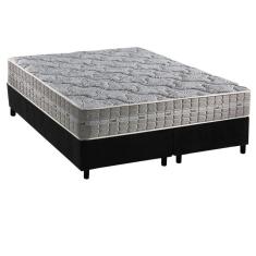 Cama Box Queen: Colchão Molas Ensacadas Anjos Royal + Base Crc Suede Black(158x198)
