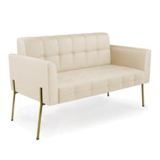 Sofá Namoradeira 2 Lugares Base Pé De Ferro Dourado Elisa Corino D03 - D`rossi Cor Bege