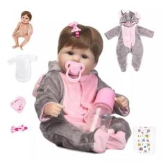 Bebê Reborn Boneca Realista Brastoy Corpo Silicone Pode Dar Banho C/ A