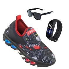Tenis de led infantil meninos Ledstar calce facil luzinhas Rock mais r