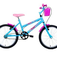 Bicicleta Aro 20 Quadro Mtb em Aço Girl Infantil Azul /Rosa