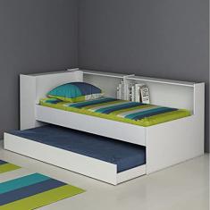 Bicama Solteiro com Baú e Estante Sushi Siena Móveis Branco