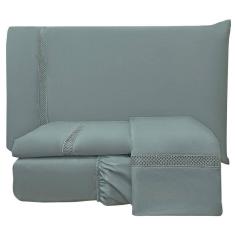 Jogo Lençol King Lenny Guipir 4 Pçs Cinza