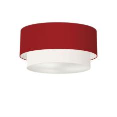 Plafon Duplo Cilíndrico Vivare Md-3062 Cúpula Tecido 45x40cm - Bivolt Bordo-branco 127/220v