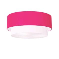 Plafon Duplo Cilíndrico Vivare Md-3065 Cúpula Tecido 80x70cm - Bivolt Rosa-pink-branco 127/220v