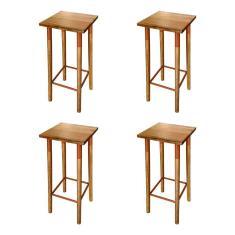 Kit 4 Banquetas Bistro Industrial Colors Ferro e Madeira Maciça - Cobre