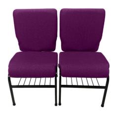 02 Cadeiras Para Igrejas C/ Porta Biblía E Porta Cálice Roxo