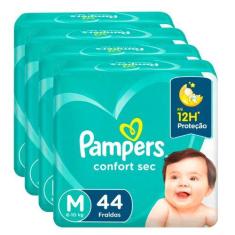 KIT 4 FRALDAS PAMPERS CONFORT SEC MEGA M/44 = 176un