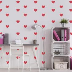 Adesivo de Parede Infantil Corações Vermelhos 55un - Quartinhos