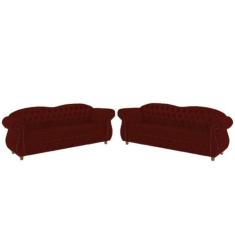 Dois Sofás Chesterfield Merlo 3 lugares 2M - Suede Bordo / Decoração, 