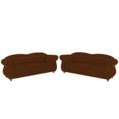 Dois Sofás Chesterfield Merlo 3 lugares 2M - Suede Marrom / Decoração,