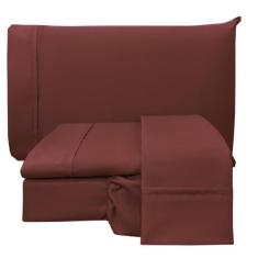 Jogo de Cama Lençol King Conforto Percal 300 Fios 4 Peças - Vinho - 10