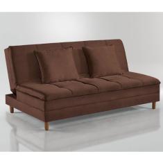 Sofá Cama Vegas 185cm Pé De Madeira Talento Móveis Caramelo