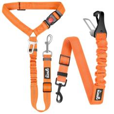 Lukovee Coleira de cinto de segurança para cães para carros, pacote com 2 cintos de segurança para animais de estimação com fivela ajustável e elástico reflexivo, conecte o peitoral para cães no veículo, restrição de cães, uso diário