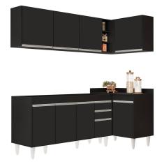 Armário De Cozinha Modulado De Canto Esquerdo 4 Peças Cp49 Balcão Sem Tampo Preto - Lumil