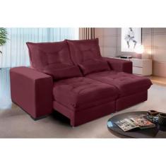 Sofá Retrátil e Reclinável 2,10m Suede Miami Marrom Café - Sofá Casa, 