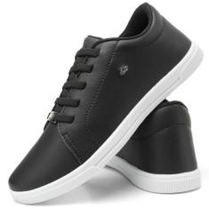 Tenis Feminino Casual Izalu Branco Preto, Preto, 37