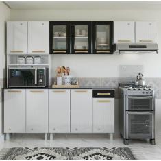 Cozinha de Aço Compacta 4 Peças 12 Portas 1 Gaveta Diamante Telasul Branco/Preto