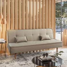 Sofá Cama Silver 3 Lugares Reclinável Suede Bege 1,92 Speciale Home