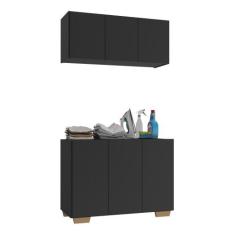 Conjunto Lavanderia Multiuso Armário Aéreo e Balcão 3 Portas Multimóve