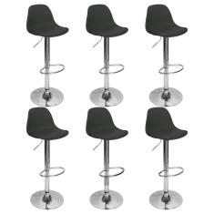 Kit 6 Banquetas Joly Luisa Eames Saarinen Base Giratória Cromada - Preta