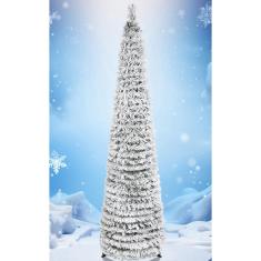 Árvore de Natal hmasyo 1,5 m de neve flocada com luzes temporizadoras