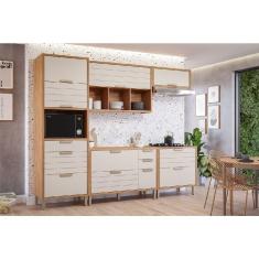 Cozinha Modulada Completa Eloise 5 Peças 2 Aéreos + 2 Balcões + 1 Torre Quente C5p178 Freijó Off White