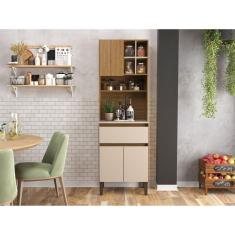 Armário Kit Cozinha com 3 Portas, 1 Gaveta Ac4311 Naturalle/Cristalo/Petra